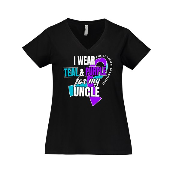Inktastic Suicide Prevention I Wear Teal and Purple For My Uncle Women's Plus Size V-Neck T-Shirt