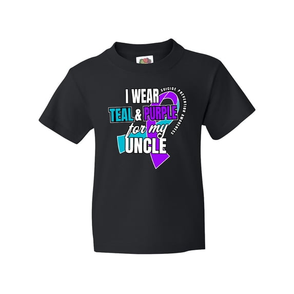 Inktastic Suicide Prevention I Wear Teal and Purple For My Uncle Youth T-Shirt