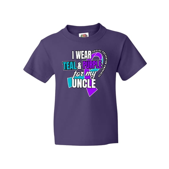 Inktastic Suicide Prevention I Wear Teal and Purple For My Uncle Youth T-Shirt