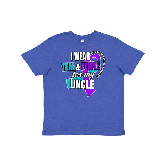 Inktastic Suicide Prevention I Wear Teal and Purple For My Uncle Youth T-Shirt