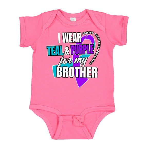 Inktastic Suicide Prevention I Wear Teal and Purple for My Brother Boys or Girls Baby Bodysuit