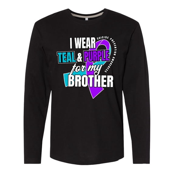Inktastic Suicide Prevention I Wear Teal and Purple for My Brother Long Sleeve T-Shirt