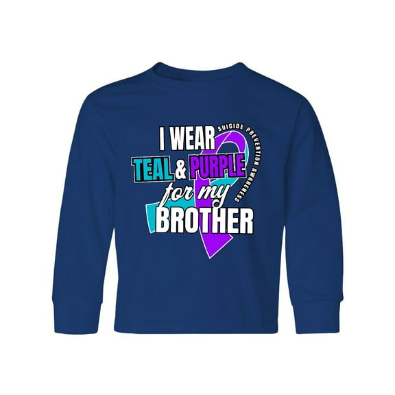Inktastic Suicide Prevention I Wear Teal and Purple for My Brother Long Sleeve Youth T-Shirt