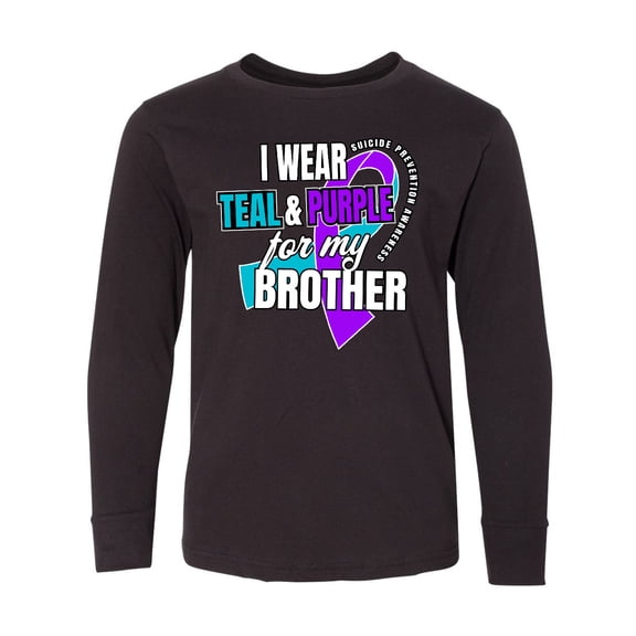 Inktastic Suicide Prevention I Wear Teal and Purple for My Brother Long Sleeve Youth T-Shirt