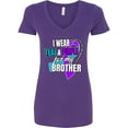 thumbnail image 1 of Inktastic Suicide Prevention I Wear Teal and Purple for My Brother Women's V-Neck T-Shirt, 1 of 5