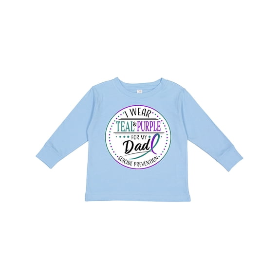 Inktastic Suicide Prevention- I Wear Teal and Purple for My Dad Boys or Girls Long Sleeve Toddler T-Shirt