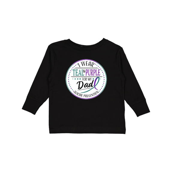 Inktastic Suicide Prevention- I Wear Teal and Purple for My Dad Boys or Girls Long Sleeve Toddler T-Shirt