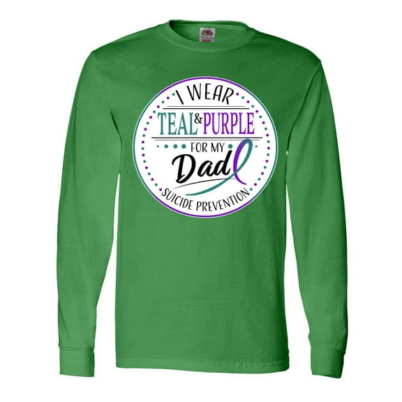 Inktastic Suicide Prevention- I Wear Teal and Purple for My Dad Long Sleeve T-Shirt