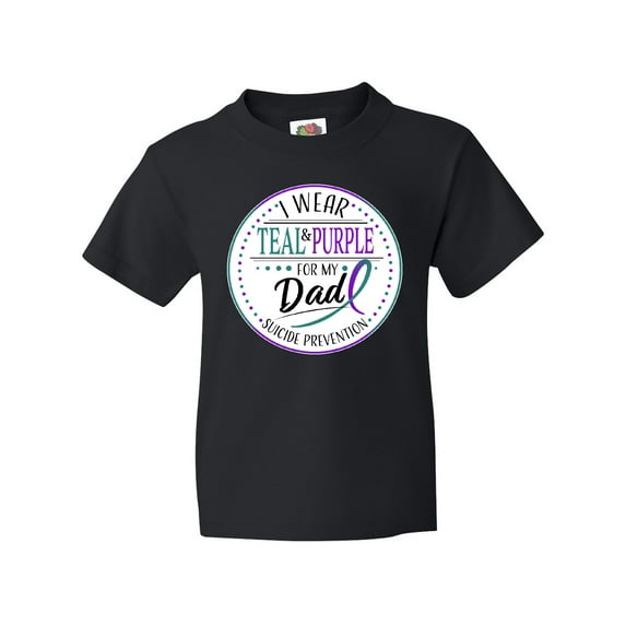 Inktastic Suicide Prevention- I Wear Teal and Purple for My Dad Youth T-Shirt