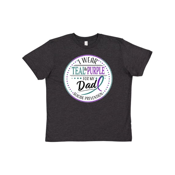 Inktastic Suicide Prevention- I Wear Teal and Purple for My Dad Youth T-Shirt
