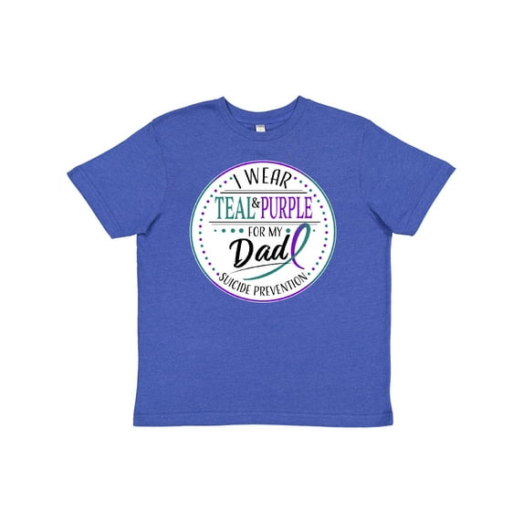 Inktastic Suicide Prevention- I Wear Teal and Purple for My Dad Youth T-Shirt