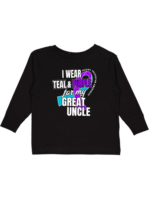 Suicide Prevention I Wear Teal and Purple for My Great Uncle Boys or Girls Long Sleeve Toddler T-Shirt