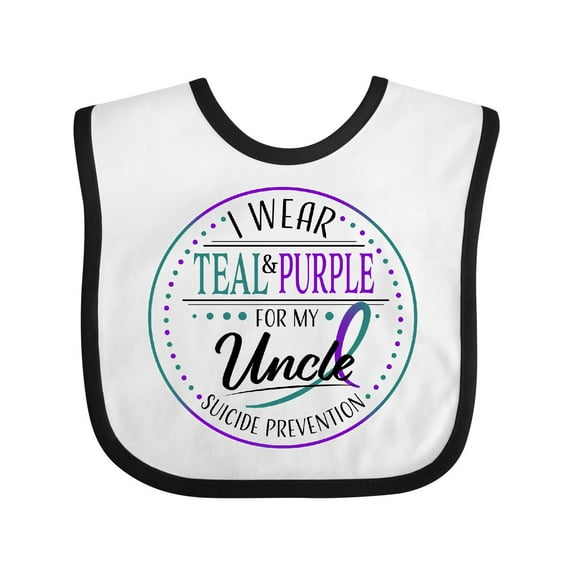 Inktastic Suicide Prevention- I Wear Teal and Purple for My Uncle Boys or Girls Baby Bib