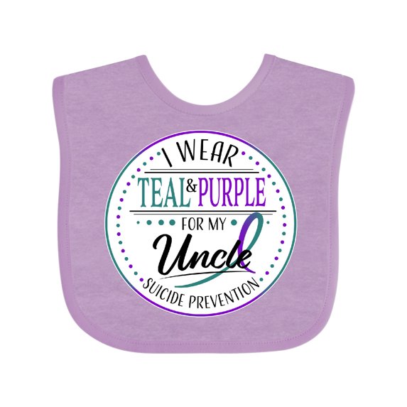 Inktastic Suicide Prevention- I Wear Teal and Purple for My Uncle Boys or Girls Baby Bib