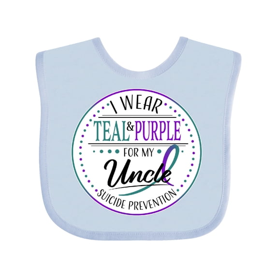 Inktastic Suicide Prevention- I Wear Teal and Purple for My Uncle Boys or Girls Baby Bib