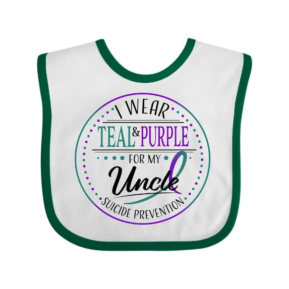 Inktastic Suicide Prevention- I Wear Teal and Purple for My Uncle Boys or Girls Baby Bib