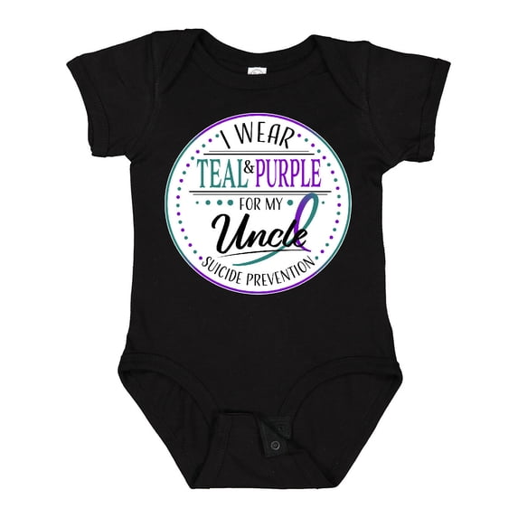 Inktastic Suicide Prevention- I Wear Teal and Purple for My Uncle Boys or Girls Baby Bodysuit