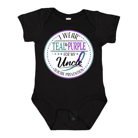 Inktastic Suicide Prevention- I Wear Teal and Purple for My Uncle Boys or Girls Baby Bodysuit
