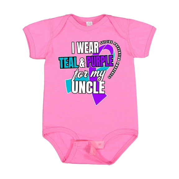 Inktastic Suicide Prevention I Wear Teal and Purple for My Uncle Boys or Girls Baby Bodysuit