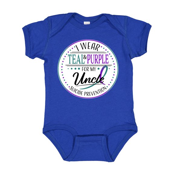 Inktastic Suicide Prevention- I Wear Teal and Purple for My Uncle Boys or Girls Baby Bodysuit