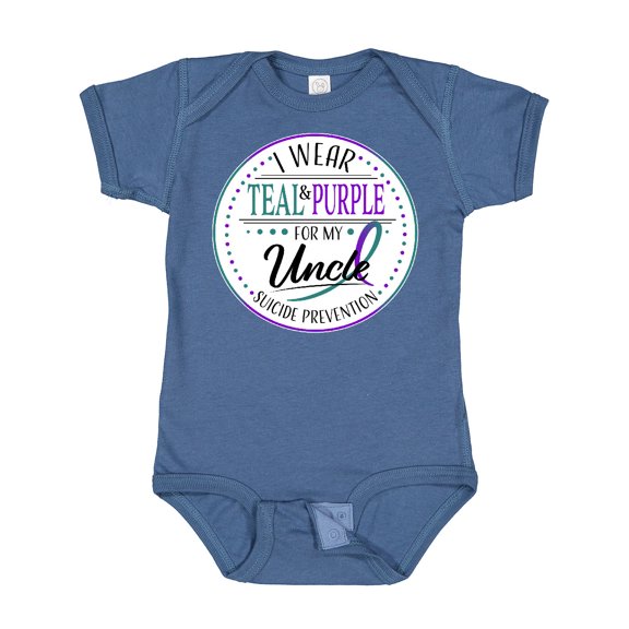 Inktastic Suicide Prevention- I Wear Teal and Purple for My Uncle Boys or Girls Baby Bodysuit