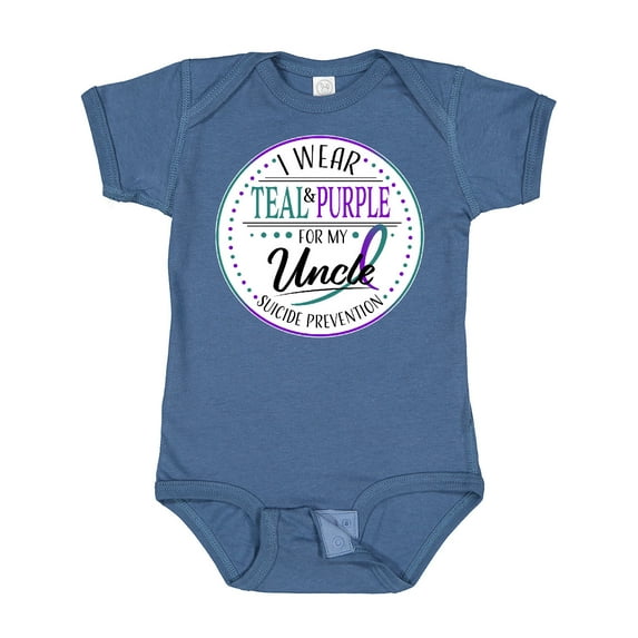 Inktastic Suicide Prevention- I Wear Teal and Purple for My Uncle Boys or Girls Baby Bodysuit
