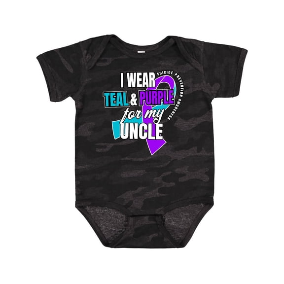 Inktastic Suicide Prevention I Wear Teal and Purple for My Uncle Boys or Girls Baby Bodysuit