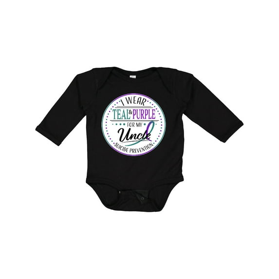 Inktastic Suicide Prevention- I Wear Teal and Purple for My Uncle Boys or Girls Long Sleeve Baby Bodysuit