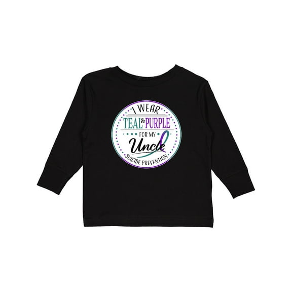 Inktastic Suicide Prevention- I Wear Teal and Purple for My Uncle Boys or Girls Long Sleeve Toddler T-Shirt