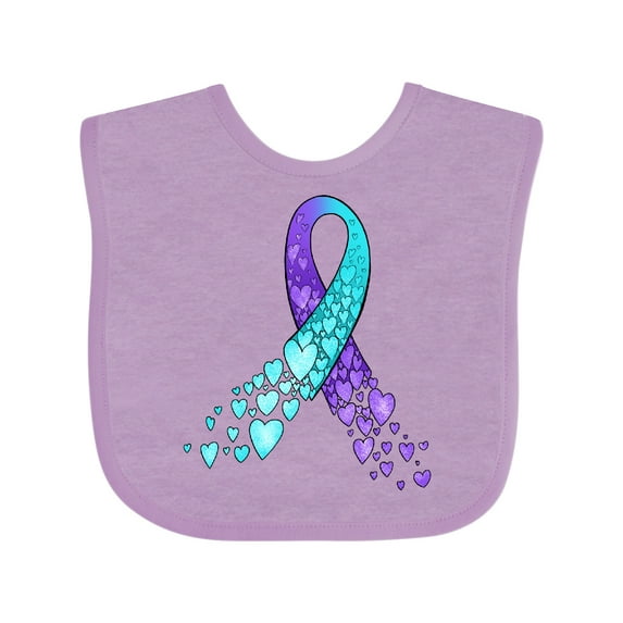 Inktastic Suicide Prevention Ribbon with Blue and Purple Hearts Boys or Girls Baby Bib