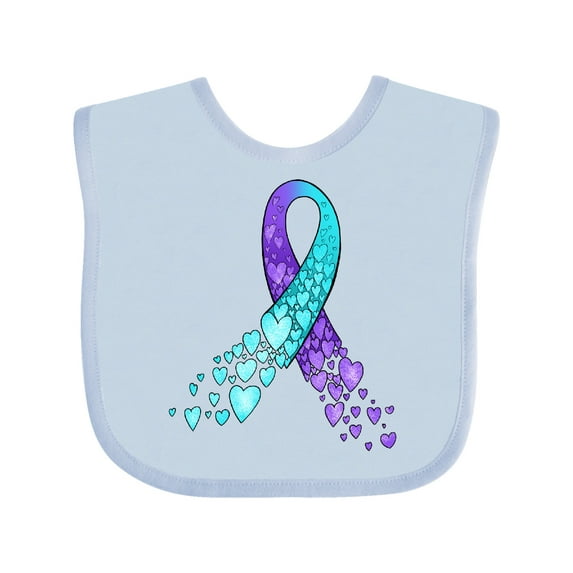 Inktastic Suicide Prevention Ribbon with Blue and Purple Hearts Boys or Girls Baby Bib