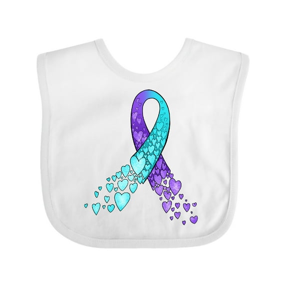 Inktastic Suicide Prevention Ribbon with Blue and Purple Hearts Boys or Girls Baby Bib