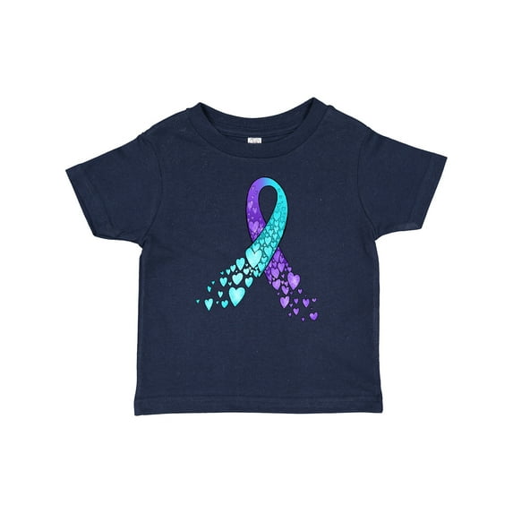 Inktastic Suicide Prevention Ribbon with Blue and Purple Hearts Boys or Girls Baby T-Shirt
