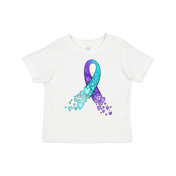 Inktastic Suicide Prevention Ribbon with Blue and Purple Hearts Boys or Girls Toddler T-Shirt
