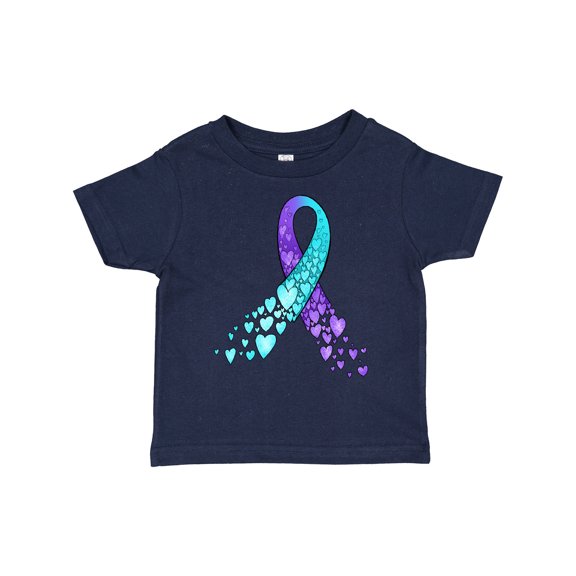 Inktastic Suicide Prevention Ribbon with Blue and Purple Hearts Boys or Girls Toddler T-Shirt