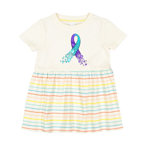 Inktastic Suicide Prevention Ribbon with Blue and Purple Hearts Girls Baby Dress