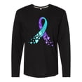 thumbnail image 1 of Inktastic Suicide Prevention Ribbon with Blue and Purple Hearts Long Sleeve T-Shirt, 1 of 5