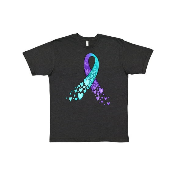Inktastic Suicide Prevention Ribbon with Blue and Purple Hearts T-Shirt