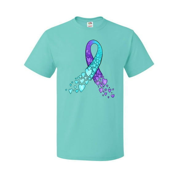 Inktastic Suicide Prevention Ribbon with Blue and Purple Hearts T-Shirt