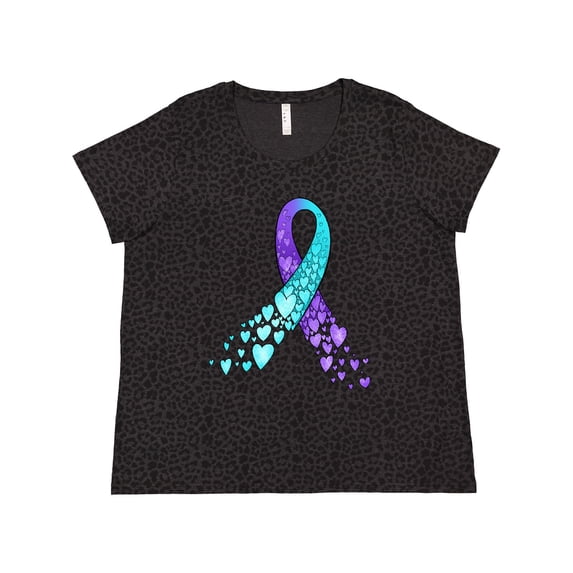 Inktastic Suicide Prevention Ribbon with Blue and Purple Hearts Women's Plus Size T-Shirt
