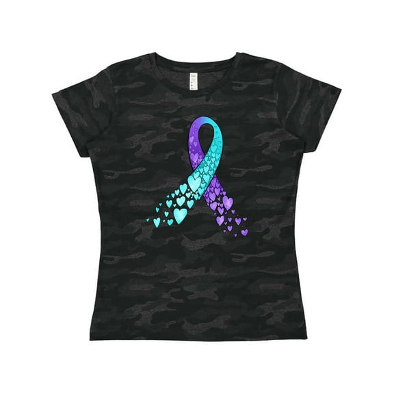 Inktastic Suicide Prevention Ribbon with Blue and Purple Hearts Women's T-Shirt