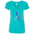 thumbnail image 1 of Inktastic Suicide Prevention Ribbon with Blue and Purple Hearts Women's V-Neck T-Shirt, 1 of 5