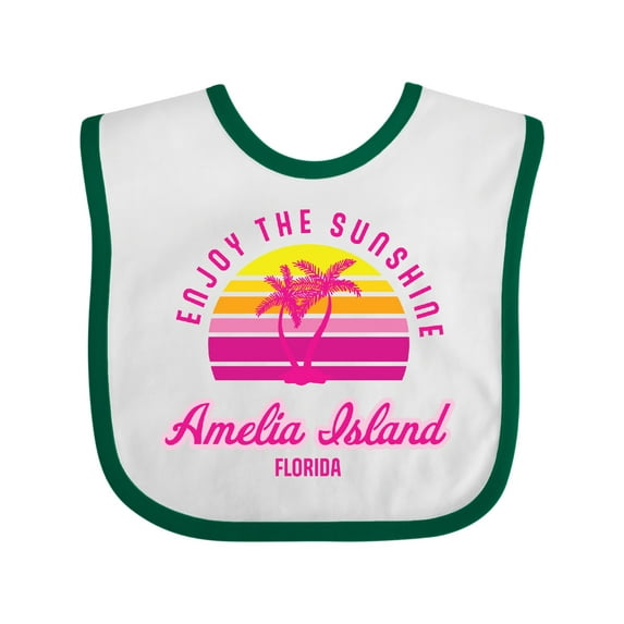 Inktastic Summer Enjoy the Sunshine Amelia Island Florida in Pink Boys or Girls Baby Bib