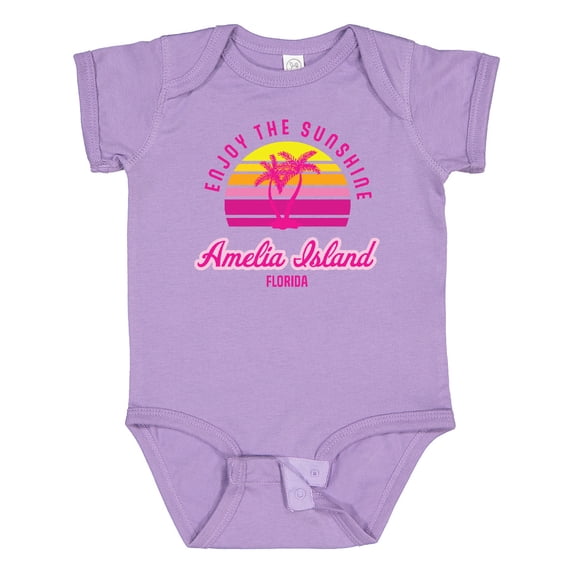 Inktastic Summer Enjoy the Sunshine Amelia Island Florida in Pink Boys or Girls Baby Bodysuit