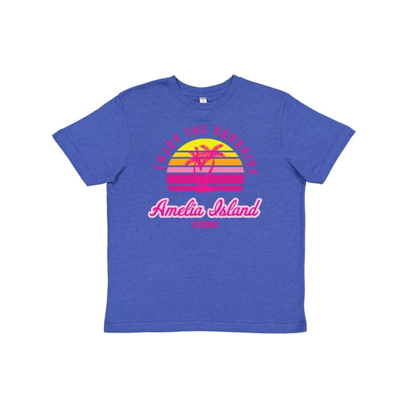 Inktastic Summer Enjoy the Sunshine Amelia Island Florida in Pink Youth T-Shirt