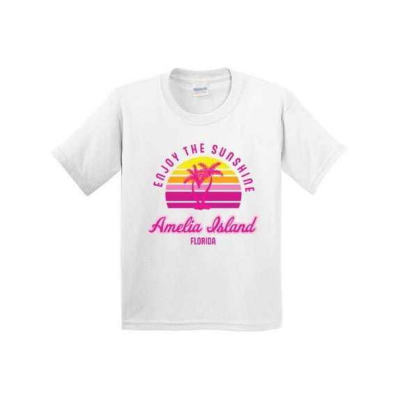 Inktastic Summer Enjoy the Sunshine Amelia Island Florida in Pink Youth T-Shirt