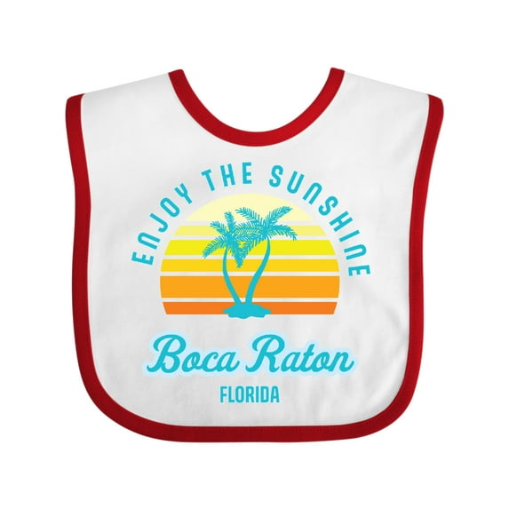 Inktastic Summer Enjoy the Sunshine Boca Raton Florida in Blue Boys or Girls Baby Bib