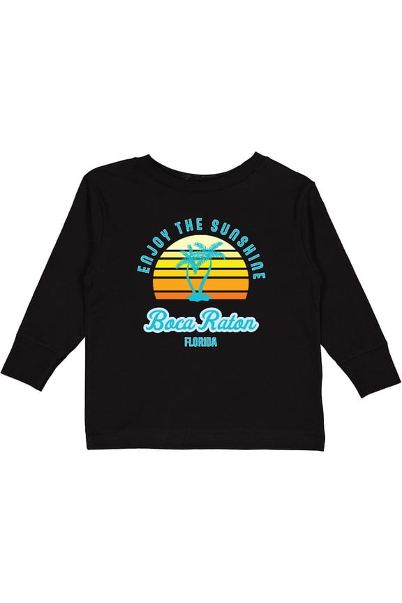 Summer Enjoy the Sunshine Boca Raton Florida in Blue Boys or Girls Long Sleeve Toddler T-Shirt