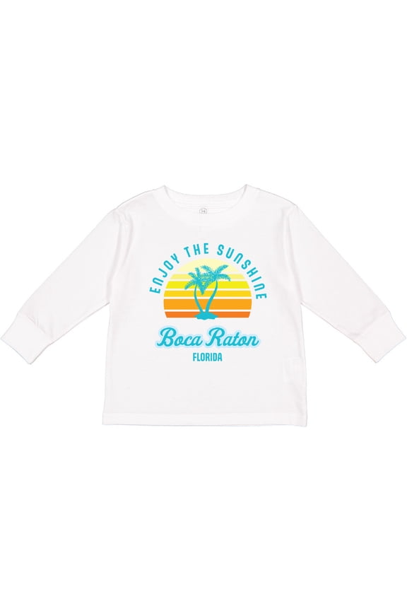 Summer Enjoy the Sunshine Boca Raton Florida in Blue Boys or Girls Long Sleeve Toddler T-Shirt