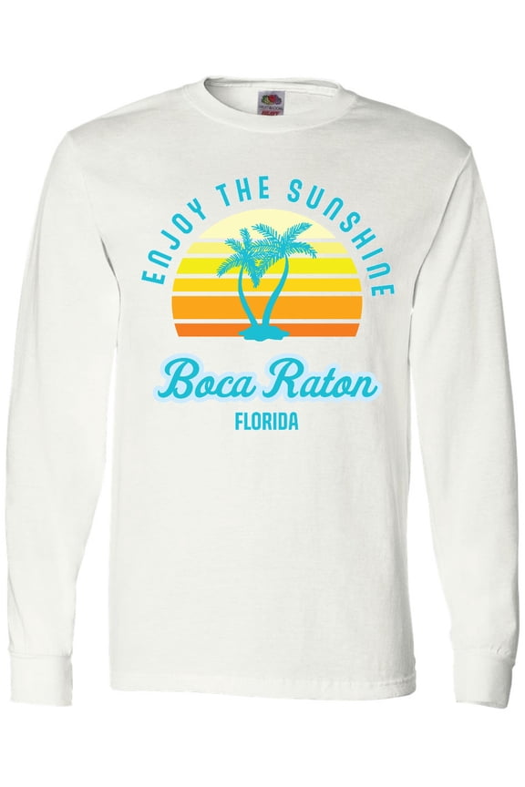 Summer Enjoy the Sunshine Boca Raton Florida in Blue Long Sleeve T-Shirt